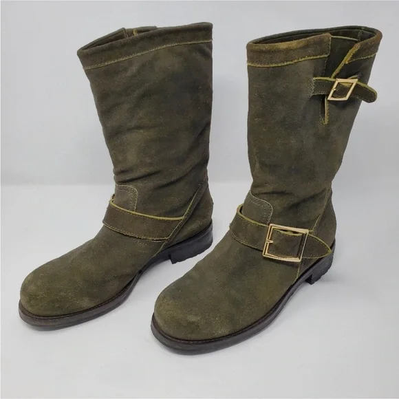JIMMY CHOO SUEDE MOTO BOOTS SIZE 37 - Picture 2 of 8